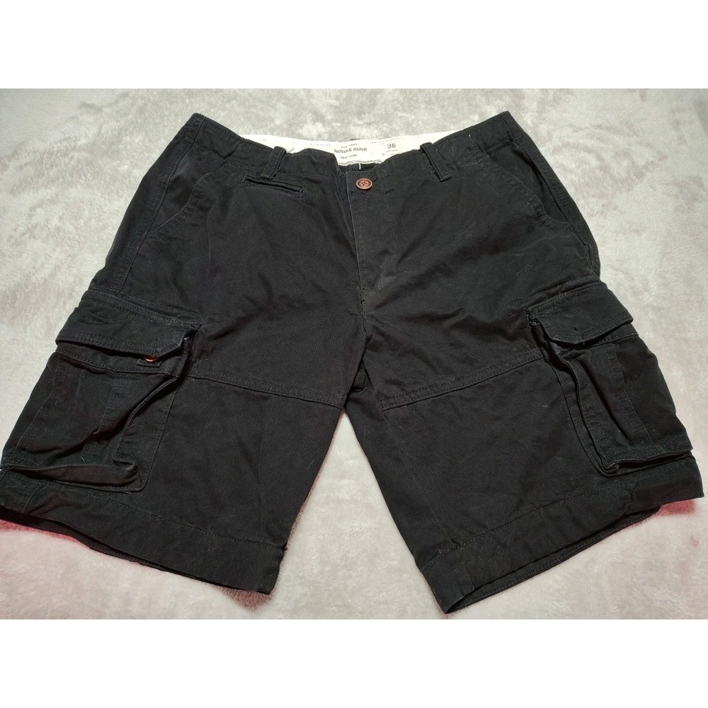 Muscle Alive Cargo Shorts Men 36/9 Black Outdoor Hiking Activity Durable Work